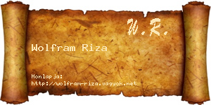 Wolfram Riza névjegykártya